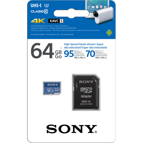 SONY 64GB microSDXC SR-UX2A Series 95MB/s with SD Card Adapter